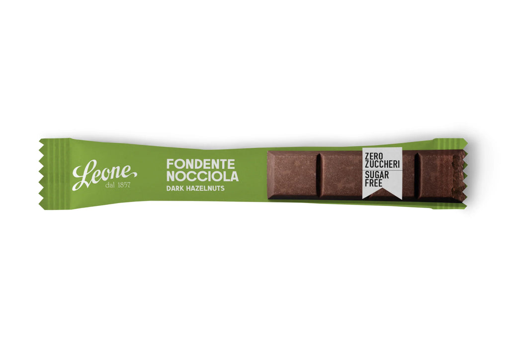 LEONE - Sugar free dark chocolate bar w/ hazelnut paste and crumbles - შაქრის გარეშე